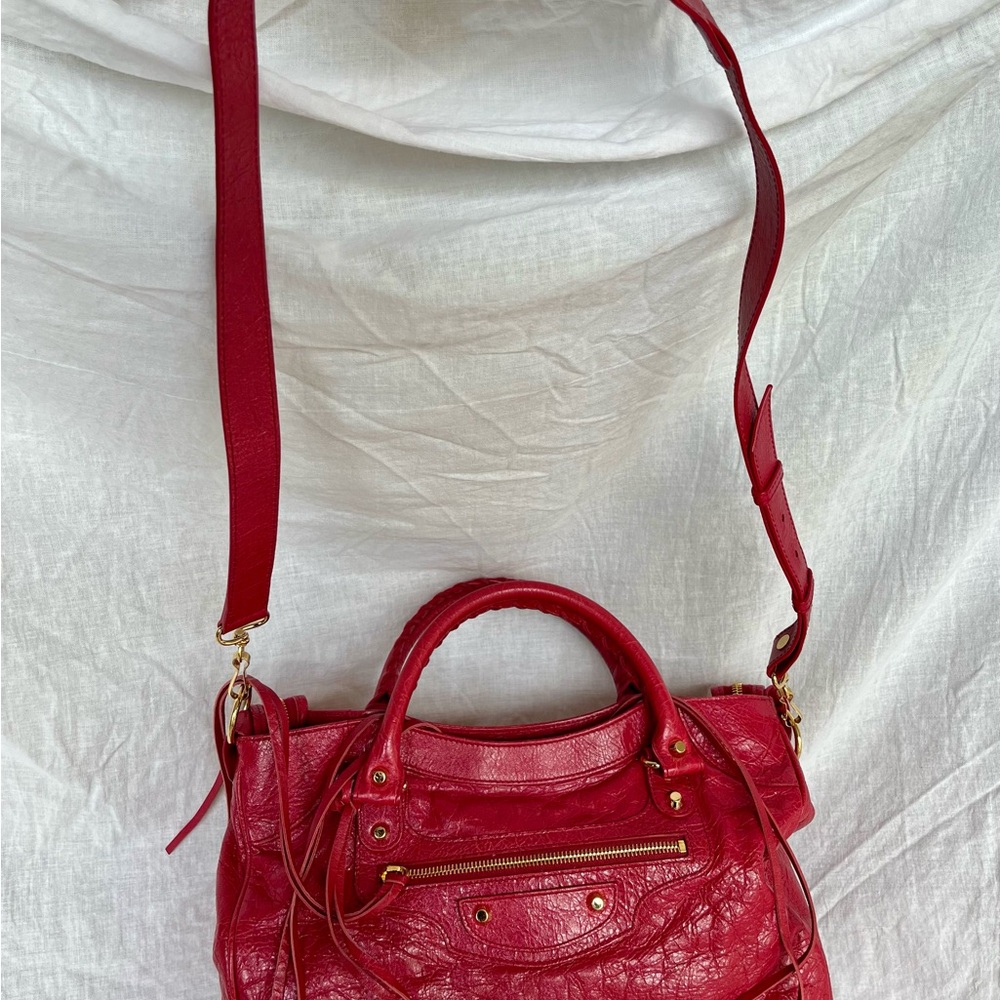 Balenciaga Red Leather Satchel Bag - Picture 4 of 12